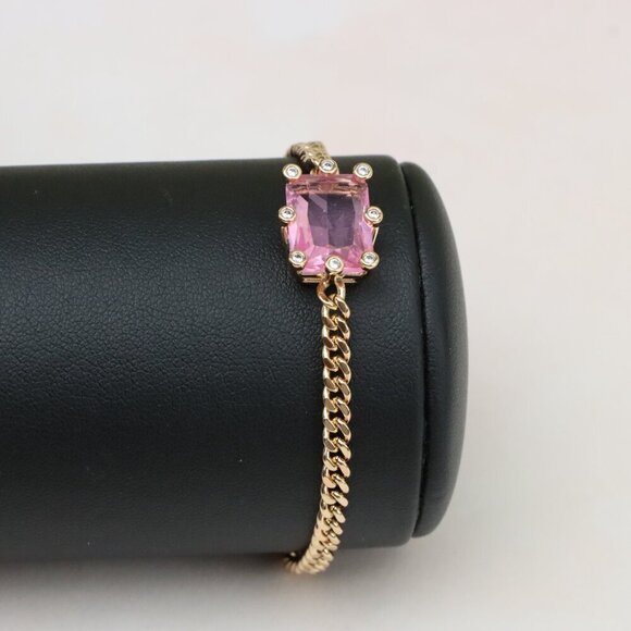 " Elegant Pink Crystal Rose Gold Bracelet with Adjustable Chain, XPBL0796 - Picture 8 of 12